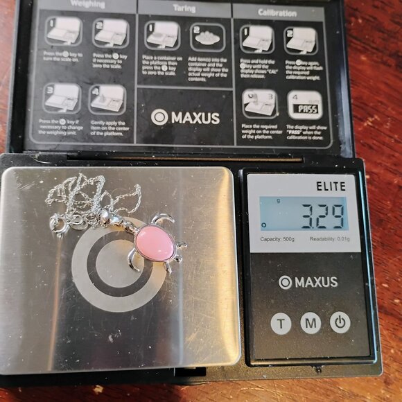 Pink Conch Sea Turtle Pendant Necklace Sterling Silver on 18" Chain - Picture 8 of 10